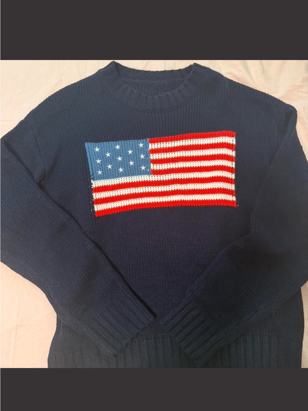 Navy American Flag Sweater size small